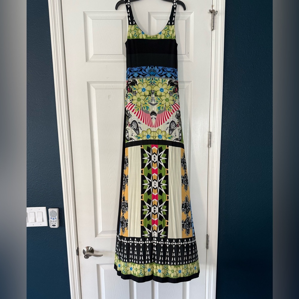 Etro Black and Multicolor Patterned Maxi Dress